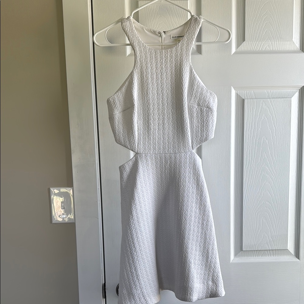 Club Monaco White Ribbed Cut Out Sheath Dress